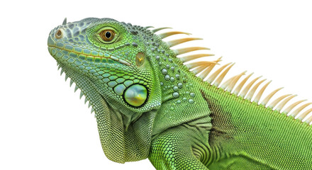 Isolated Reptile Close-up Showing Spiked Iguana Skin, Eye, and Scales for Educational Use