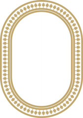 Vector golden oval classic byzantine ornament. Circle, ring, border, Ancient Greece, Eastern Roman Empire frame. Decoration of the Russian Orthodox Church