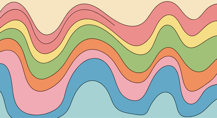 Vintage style wavy lines in soft colors abstract background