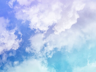 beauty sweet pastel blue and green colorful with fluffy clouds on sky. multi color rainbow image. abstract fantasy growing light