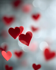 romantic valentine background red hearts soft bokeh
