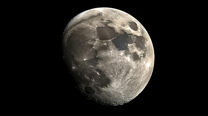 Fototapeta premium High Resolution Moon Photography Waxing Gibbous Craters Surface Detail