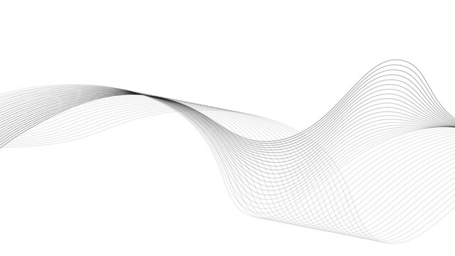 Abstract wavy lines in monochrome minimalist style conveying flow and dynamic movement on white background