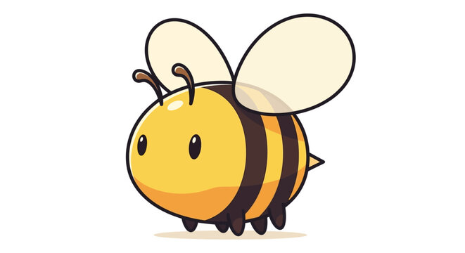 Cute chubby cartoon bee character illustration.
