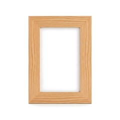 Fototapeta premium Simple light wood picture frame isolated on white background offering a clean and versatile display option for art or photography