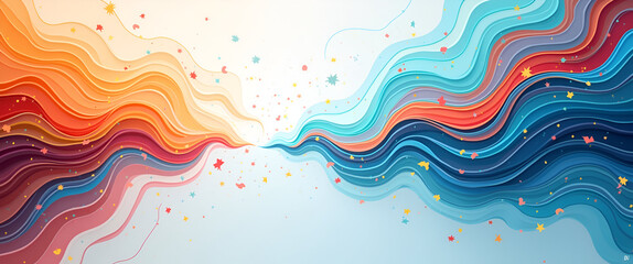 An abstract representation of online learning opportunities featuring a vibrant and dynamic layout, utilizing leading lines to guide the viewers eye while maintaining copy space for flexibility.