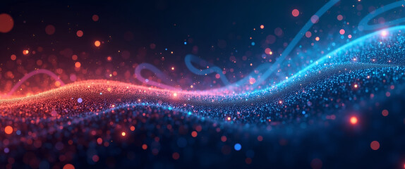 A vibrant abstract representation of innovation and technology adoption, emphasizing leading lines and ample copy space to highlight modern advancements.