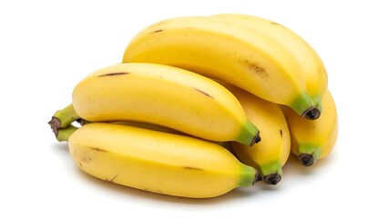 A Bunch of Fresh Yellow Bananas on White Background.
