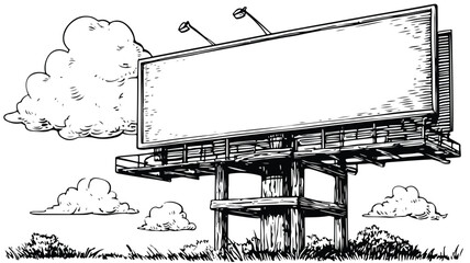 Cartoon Billboard with Empty Sign Illustration for Marketing Purposes