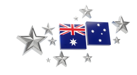 Australian flag and stars isolated on transparent background