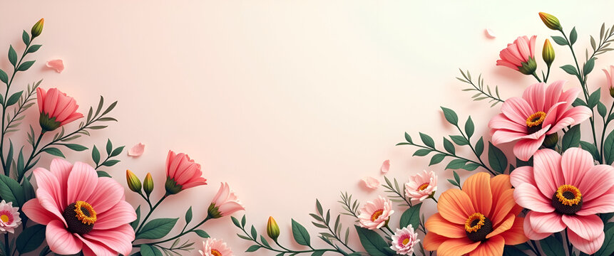 An artistic floral bouquet arrangement is elegantly composed to invite viewers in, presenting clear copy space to emphasize brand messaging without distraction.