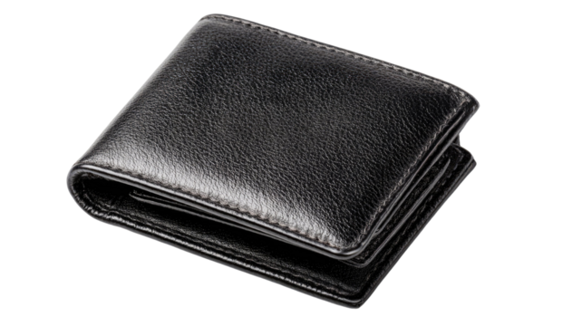 Black Leather Wallet with Multiple Card Slots and Zippered Compartment for Men and Women Fashion Accessories Isolated on White Background