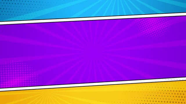 Colorful comic style animation background. Retro pop art cartoon design background. Perfect for pop art intros, funny promo videos, and energetic motion graphics.