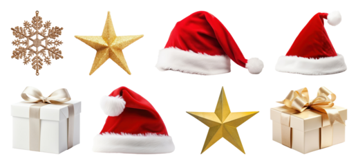 PNG Festive Christmas decorations collection, element set on transparent background