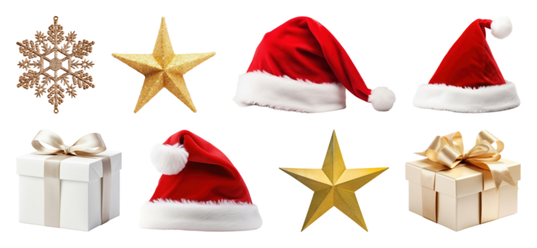PNG Festive Christmas decorations collection, element set on transparent background