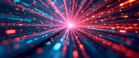 A vibrant abstract representation of innovation and technology adoption, emphasizing leading lines and ample copy space to highlight modern advancements.