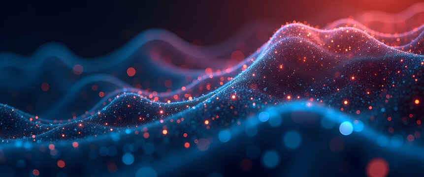 A visually compelling imagery of machine learning models with bright color contrasts and a balanced layout, allowing designers to utilize ample copy space for explanations and concepts.