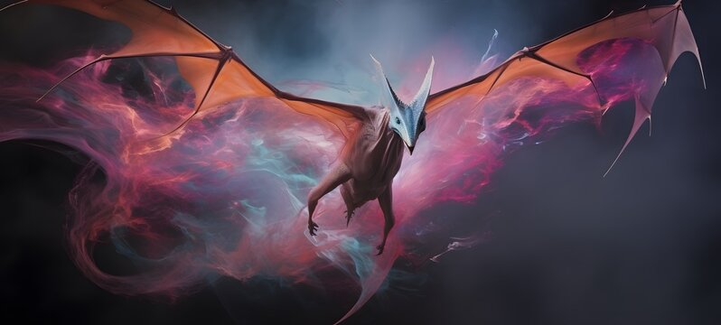 a light Pterodactyl coming out of the smoke , ai generative - Powered by Adobe