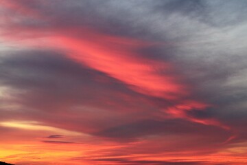 Fiery Sunset Sky with Dramatic Red and Orange Clouds