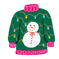 Snowman Christmas Sweater Clipart Festive Holiday