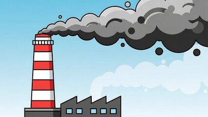 Industrial Pollution - Factory Chimney Spewing Smoke into the Atmosphere.