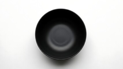 Minimalist Black Bowl on White Background for Food Presentation.