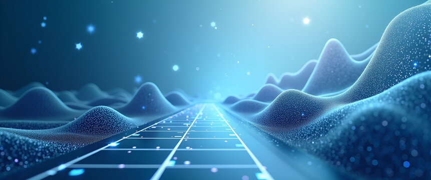 An abstract composition displaying the pathway to online professional training, with flowing lines symbolizing progress and ample space for strategic marketing placements.