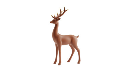 Isolated stylized reindeer figurine, festive deer figure with golden antlers on display © Elowen