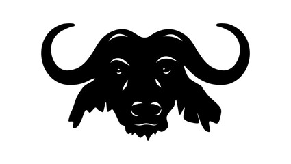 Buffalo head symbol, black isolated silhouette