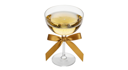 Isolated coupe cocktail with a ribbon, sparkling wine for celebrations and special events