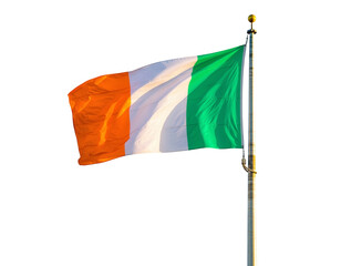 The national flag of ivory coast waving in the wind isolated on transparent background