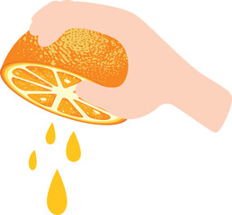 Hand Squeezing a Fresh Orange for Juice