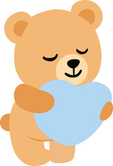 Sweet Little Bear Hugging a Blue Heart