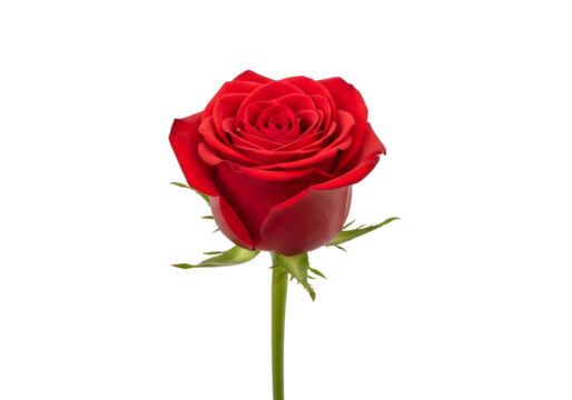 Close-up of a Red Rose on Transparent Background A Symbol of Love and Beauty
