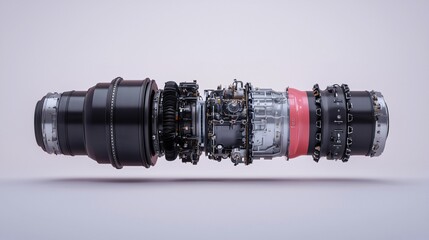 Jet engine cross-section illustrating hybrid SAF combustion with lower emissions cloud.