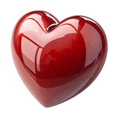 Shiny red heart isolated on transparent background, a symbol of love and affection