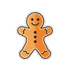 Obraz premium Gingerbread man with smiley face in colorful design for Christmas 