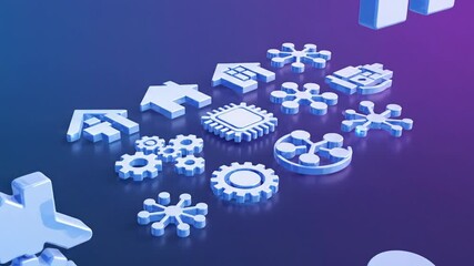 Technology Components Rotating Into Digital House - Powered by Adobe