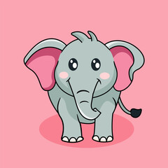 Cute Baby Elephant Character Vector Illustration Cartoon Design