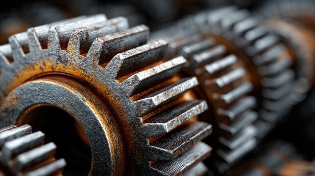 Rusted Industrial Gear Macro - Powered by Adobe
