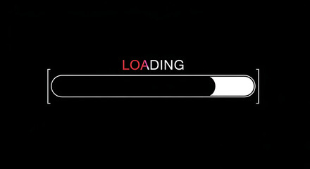 Loading bar with text on black background progress bar