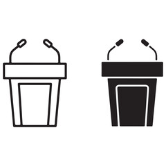 Lectern and Microphone Icons for Public Speaking and Presentations