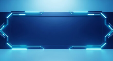 Futuristic Blue Neon Geometric Frame Background abstract