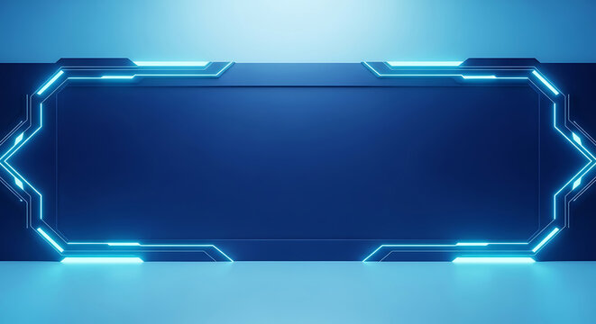 Futuristic Blue Neon Geometric Frame Background abstract