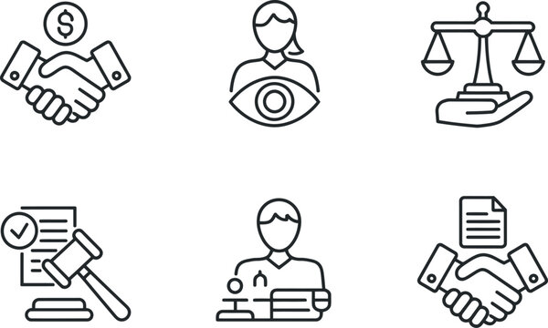 Legal and compliance icon set isolated on