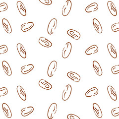 Simple doodle of brown coffee beans seamless pattern