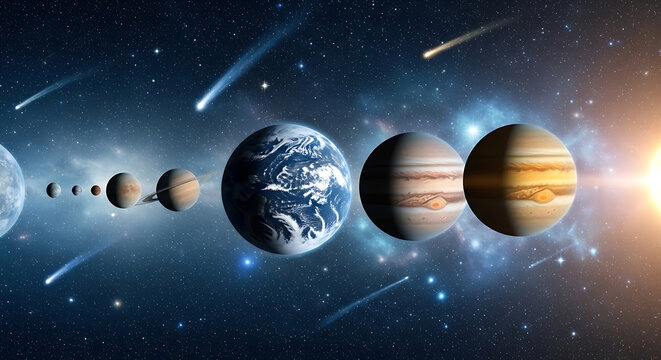 Solar system planets and comets in starry galaxy space