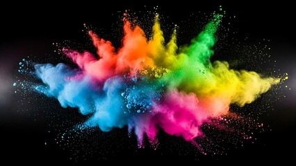 Obraz premium Explosion of vibrant colors against a dark background creating a dynamic effect.