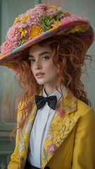 Portrait of a smiling young girl in a pink straw hat, showcasing childhood beauty and summer fashion