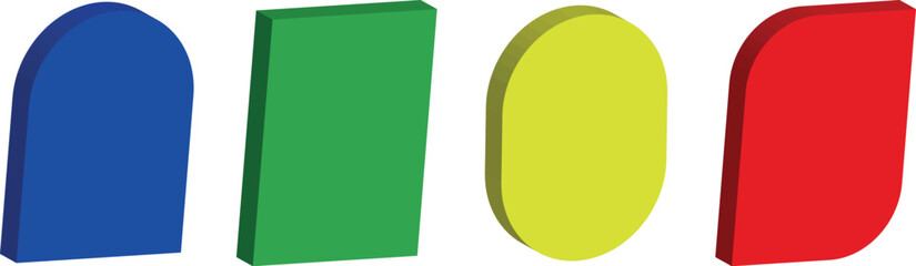 Soft-Shadow 3D Interface Buttons in Geometric Forms for Cutting-Edge Web and App Design Aesthetics Colorful vector design